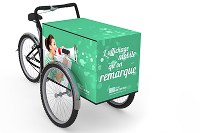 Le vélo triporteur publicitaire - Affichage publicitaire mobile